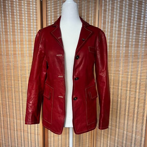 Jil Sander red leather jacket - Picture 1 of 7